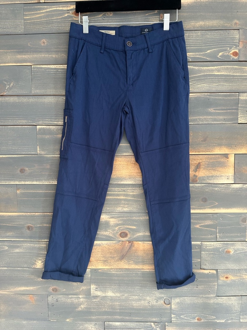 Ag Adriano Goldschmied Navy Cropped Utilitarian Slouchy Skinny Pants